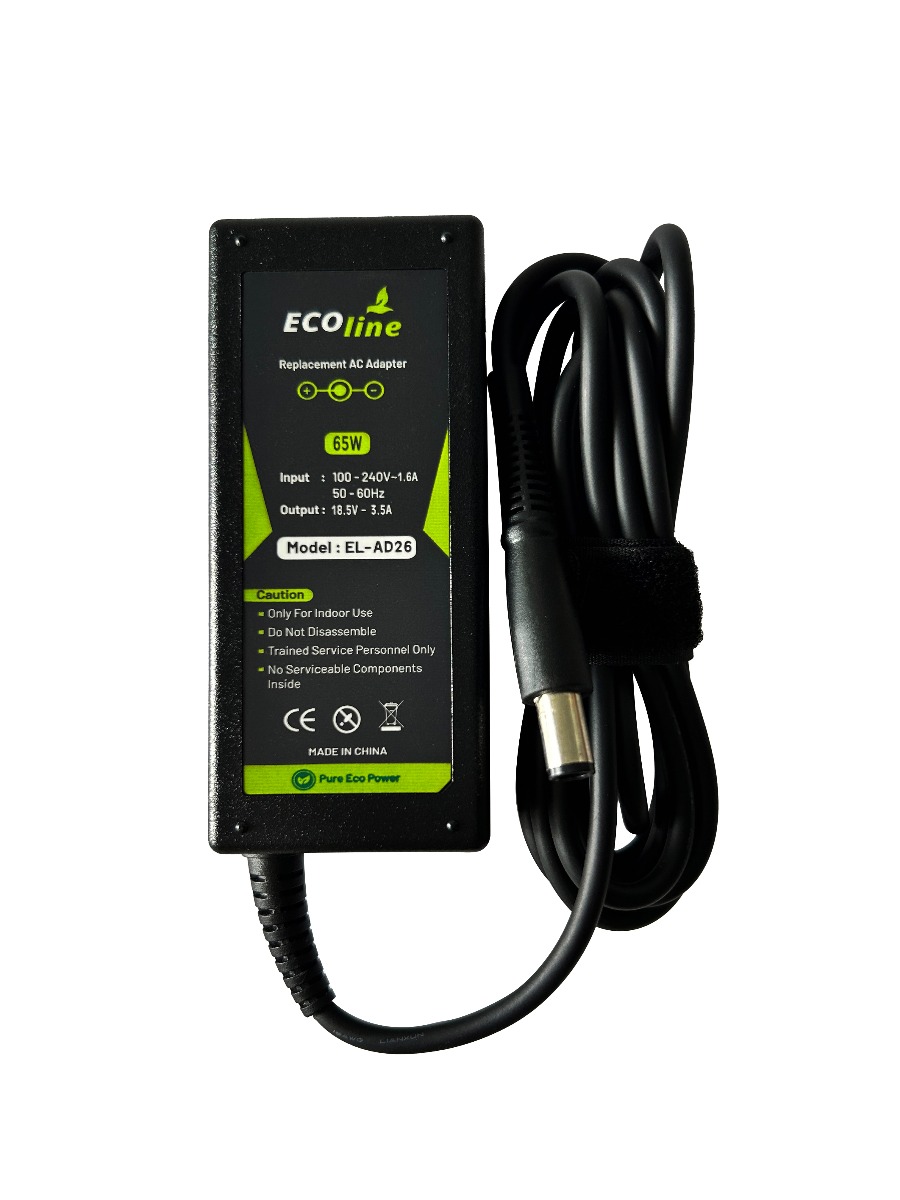 EcoLine - Oplader / AC Adapter - Geschikt voor de HP 250 G1 255 G1 ProBook 450 G2 455 G2 Compaq Presario CQ56 CQ57 CQ58 - 18.5V 3.5A 65W