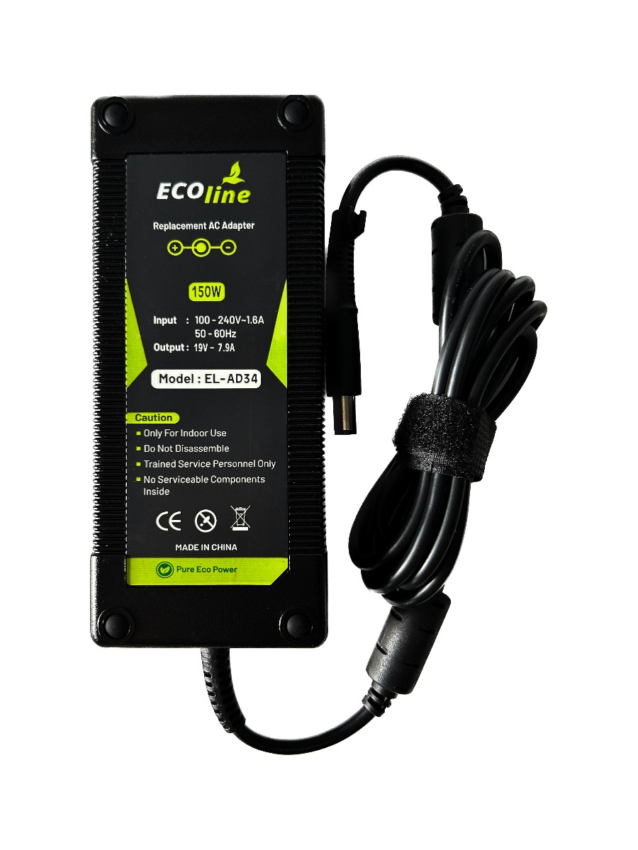 EcoLine - Oplader / AC Adapter - Geschikt voor de HP EliteBook 8530p 8530w 8540p 8540w 8560p 8560w 8570w 8730w ZBook 15 G1 G2 - 19V 7.9A 150W