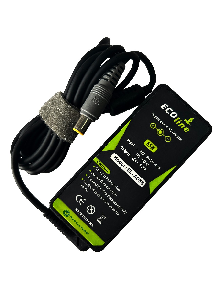 EcoLine - Oplader / AC Adapter - Geschikt voor de Lenovo B590 ThinkPad R61 R500 T430 T430s T510 T520 T530 X200 X201 X220 X230 - 20V 3.25A 65W thumbnail 4