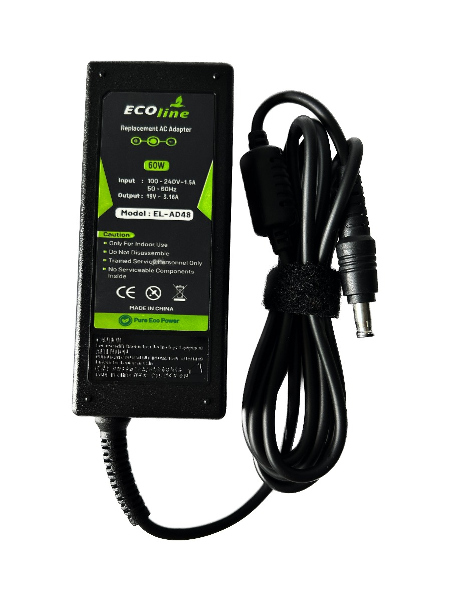 EcoLine - Oplader / AC Adapter - Geschikt voor de Samsung R519 R719 RV510 NP270E5E NP275E5E NP300E5A NP300E5E NP300E5C - 19V 3.16A 60W
