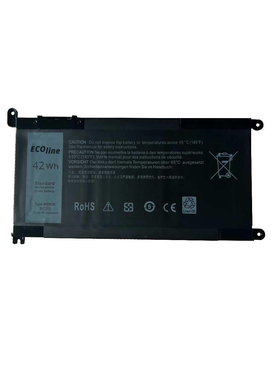 EcoLine - WDX0R WDXOR Batterij Geschikt voor de Dell Inspiron 13 5368 5378 5379 14 5482 15 5565 5567 5568 5570 5578 5579 7560 7570 17 5770 / 11.4V 3400mAh thumbnail 4