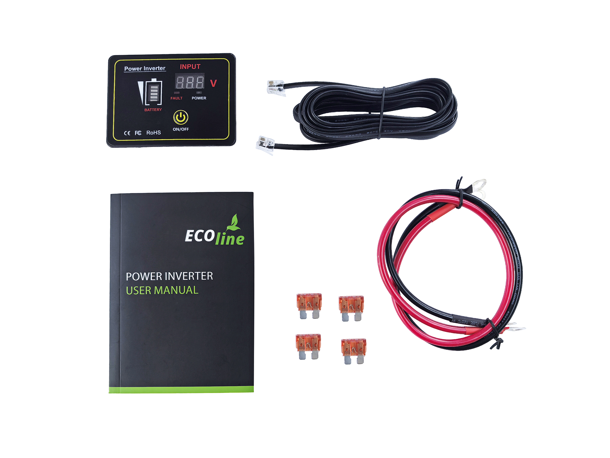 EcoLine - Omvormer 12V Naar 220V/230V - 1000w Vermogen - Zuivere sinus - Auto omvormer - Remote Controlled thumbnail 6