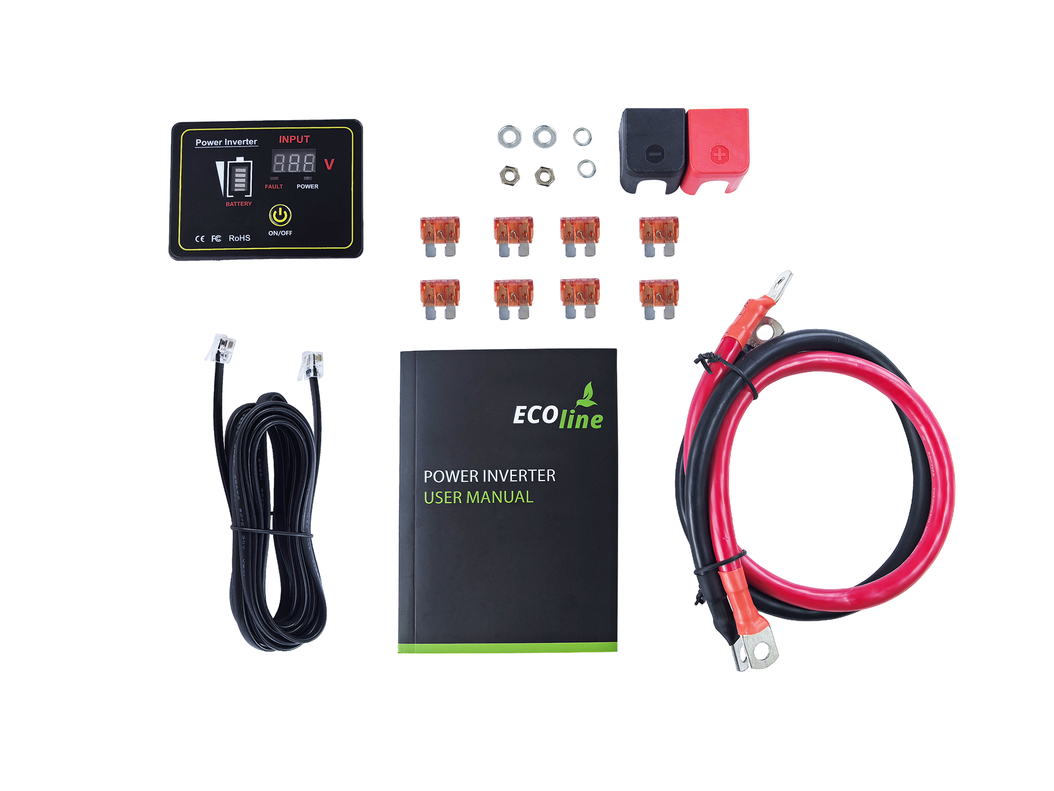 EcoLine - Omvormer 12V Naar 220V/230V - 3000w Vermogen - Zuivere sinus - Spanningomvormer - Remote Controlled thumbnail 5