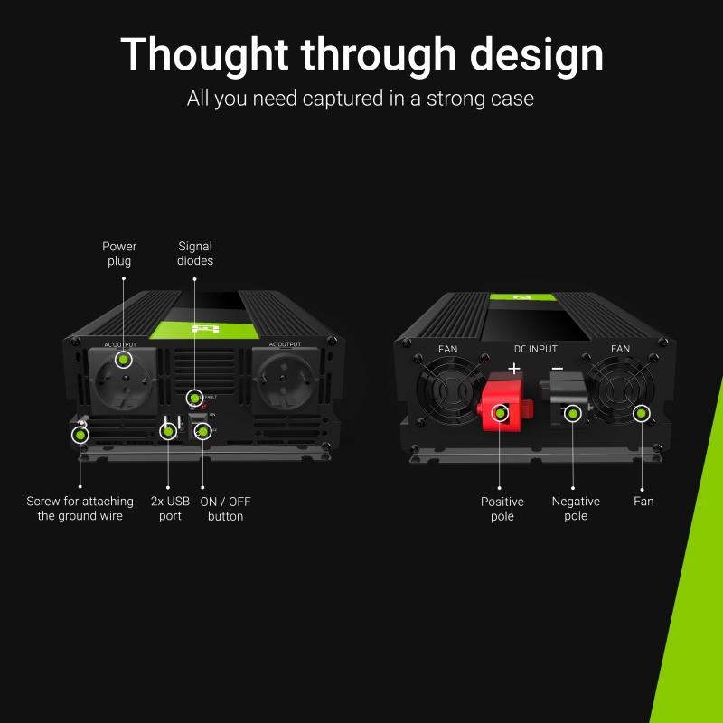 Omvormer 12V Naar 230V 1500W Gemodificeerde Sinusgolf thumbnail 5