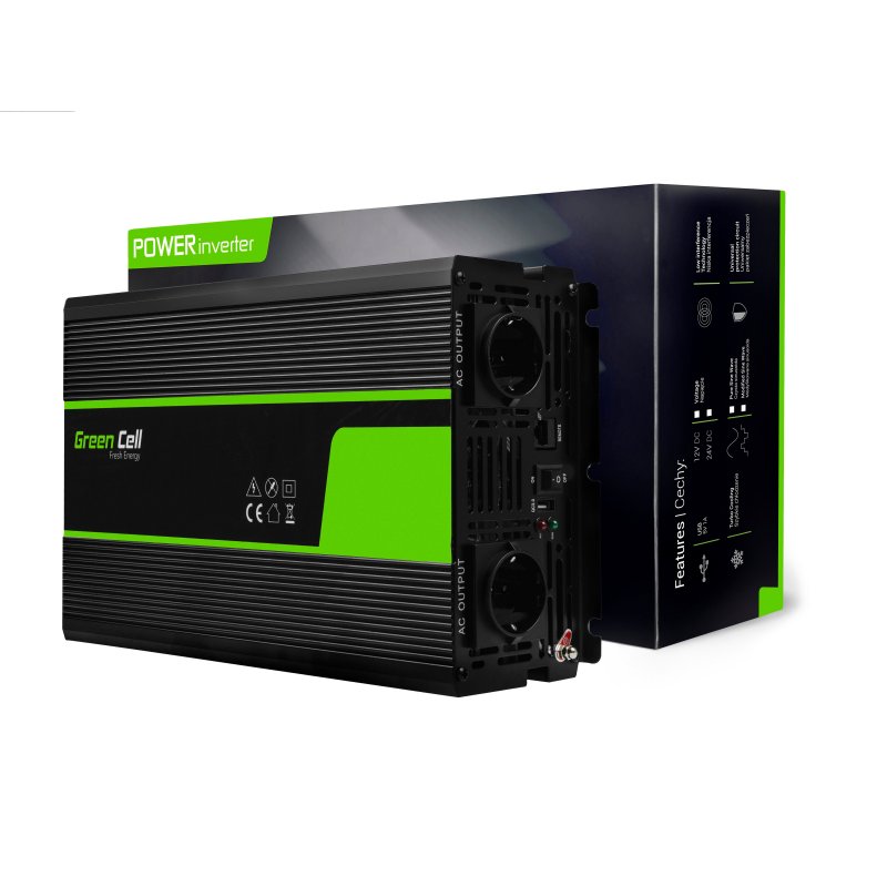 Green Cell INV12 netvoeding & inverter Auto 3000 W Zwart INV12