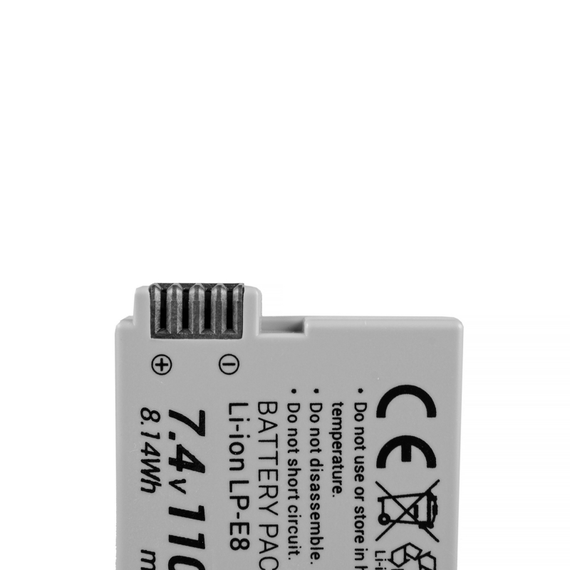 Batterij LP-E8   Canon EOS Rebel T2i, T3i, T4i, T5i, EOS 600D, 550D, 650D, 700D, Kiss X5, X4, X6 7.4V 1100mAh thumbnail 8