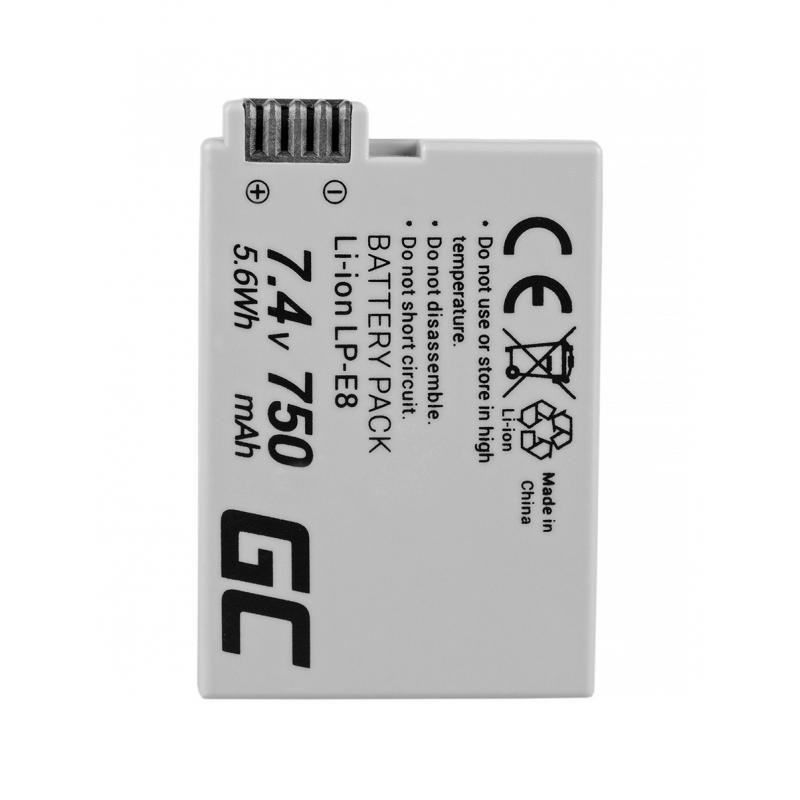 Batterij LP-E8  Canon EOS Rebel T2i, T3i, T4i, T5i, EOS 600D, 550D, 650D, 700D, Kiss X5, X4, X6 7.4V 750mAh thumbnail 9
