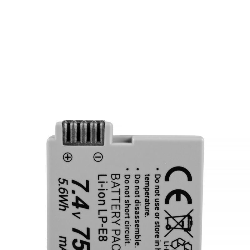 Batterij LP-E8  Canon EOS Rebel T2i, T3i, T4i, T5i, EOS 600D, 550D, 650D, 700D, Kiss X5, X4, X6 7.4V 750mAh thumbnail 8