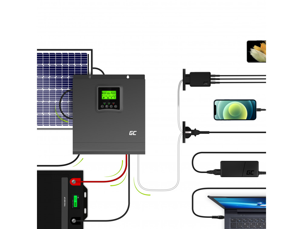 Omvormer Off Grid Inverter Met MPPT Zonnelader 24VDC 230VAC 2000VA/2000W Zuivere Sinus thumbnail 4