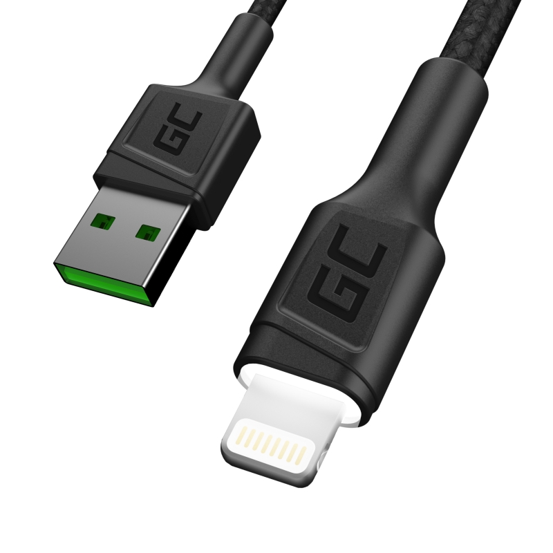 Kabel GC Ray USB-A - Lightning wit LED 120cm Met support voor Apple 2.4A  fast charging