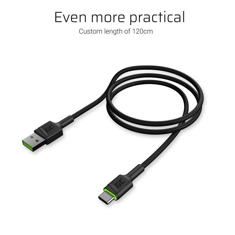 Kabel GC Ray USB Kabel - USB-C 120cm Met Groen LED backlight en support fast charging Ultra Charge, QC 3.0 thumbnail 6