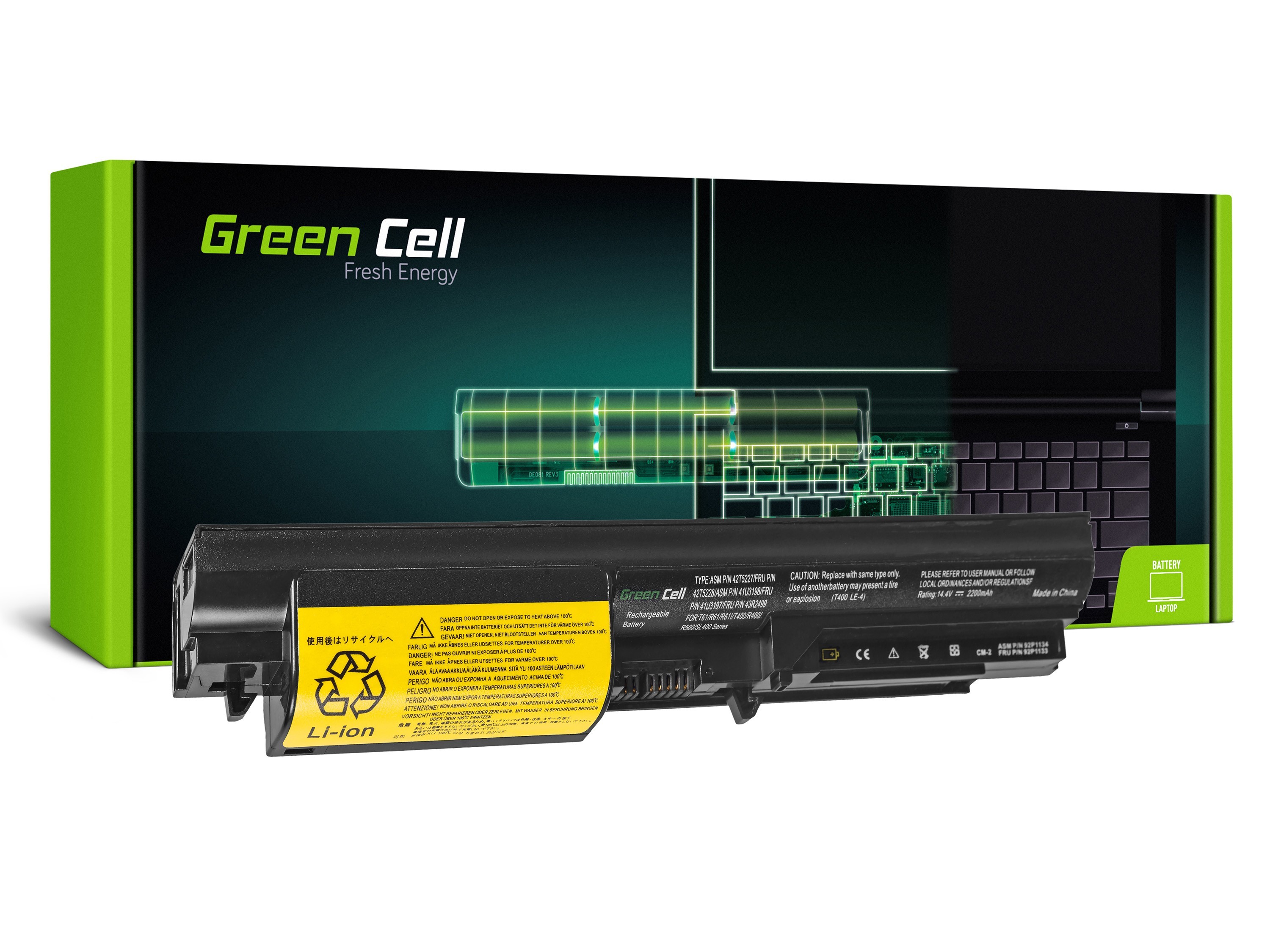 Batterij voor Lenovo ThinkPad R61 T61p R61i R61e R400 T61 T400 / 14,4V 2200mAh thumbnail 4