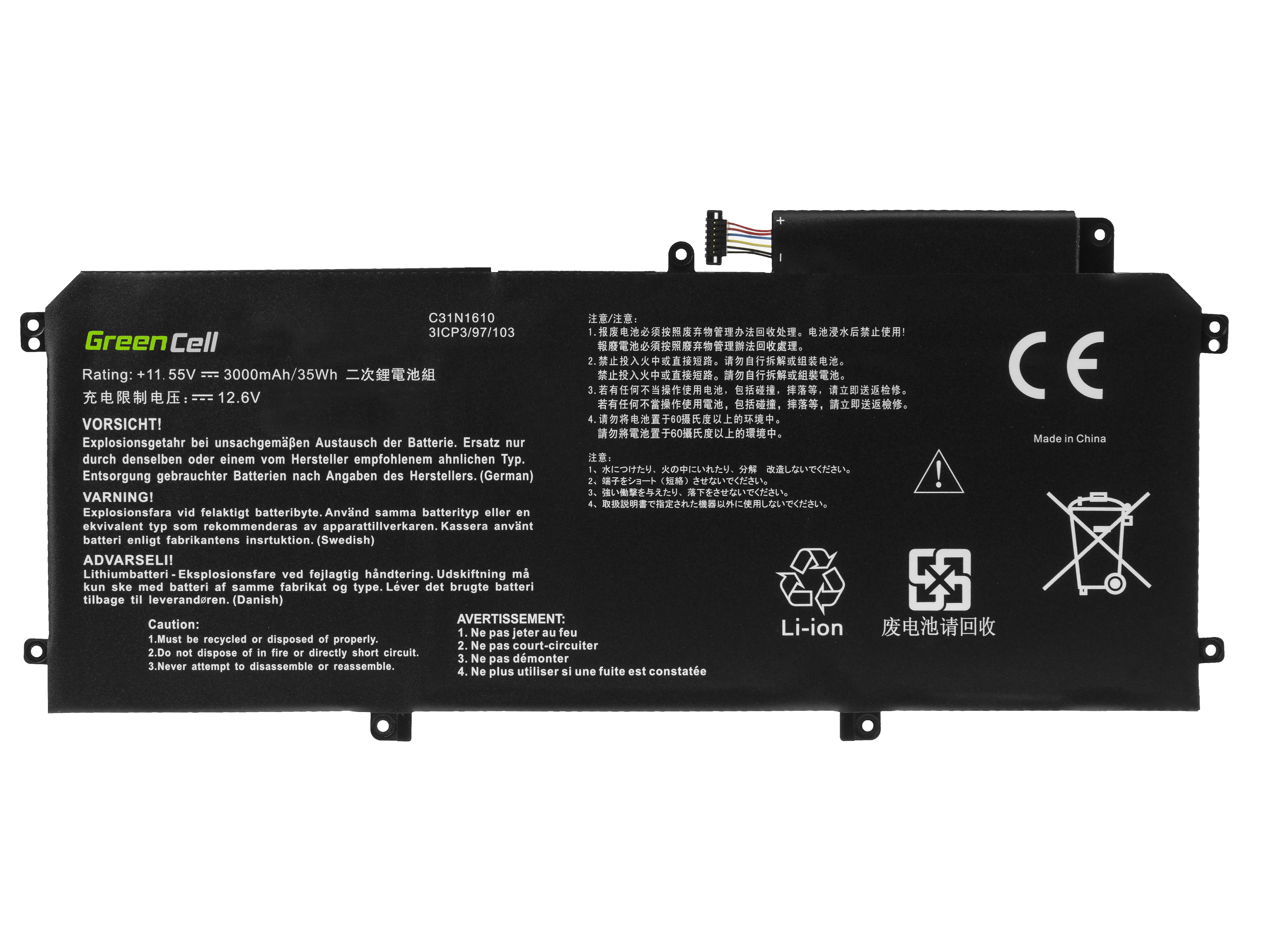 Batterij C31N1610 Voor Asus ZenBook UX330C UX330CA thumbnail 3