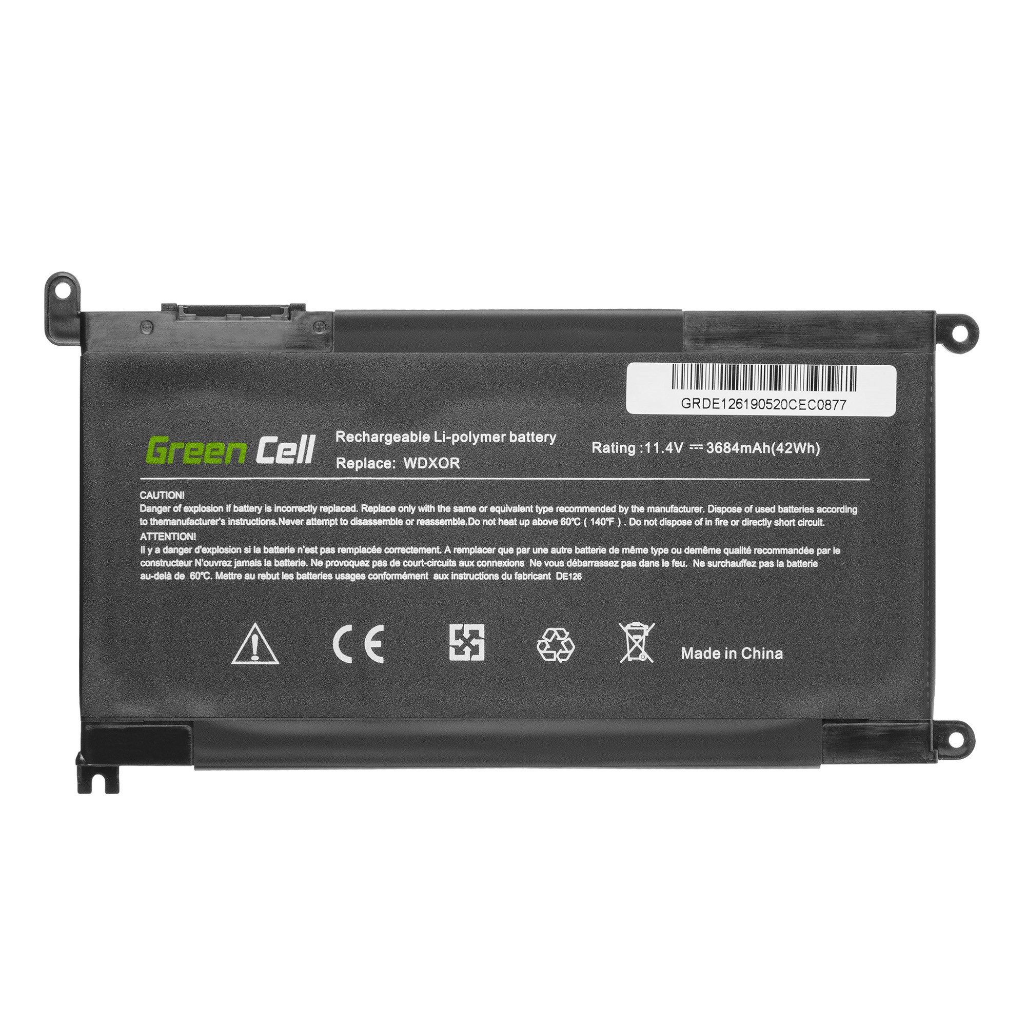 Batterij WDX0R WDXOR voor Dell Inspiron 13 5368 5378 5379 15 5567 5568 5570 5578 5579 7560 7570 Vostro 14 5468 15 5568 thumbnail 3